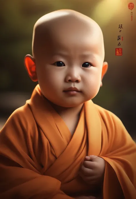 (A meditative little monk),(Bald),(face round),(Adorable),(Chubby),(Chinese children),(3 years old),(Best quality,4K,8K,A high resolution,Masterpiece:1.2),(Ultra-detailed),(Realistic,Photorealistic,photo-realistic:1.37),(hdr),(hyper HD),(Studio lighting),(...