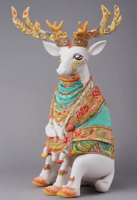 Yi or Miao costumes，deers，The white，cute big breasts