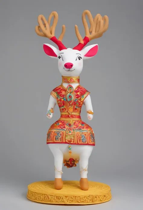 Yi or Miao costumes，male，deers，The white，cute big breasts