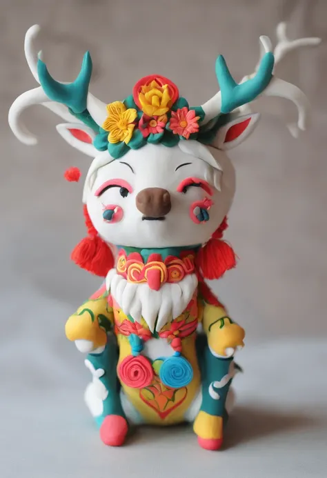 Yi or Miao costumes，male，deers，The white，cute big breasts