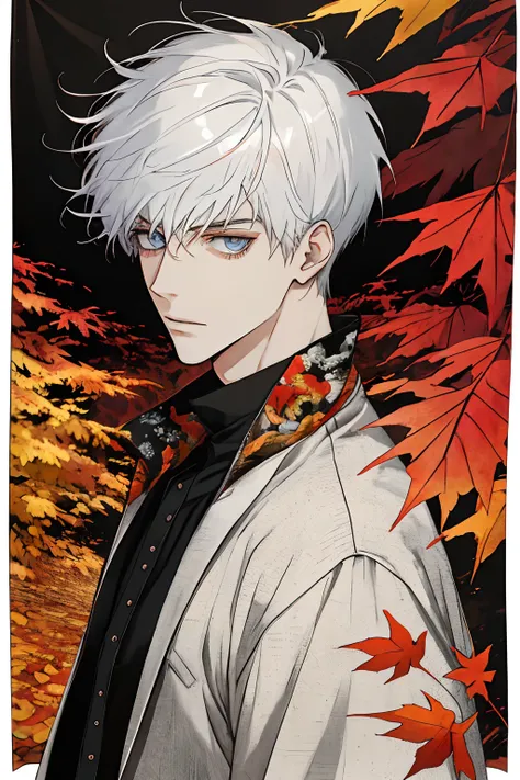 {{{{{1boy}}}}}, {{{{{masterpiece}}}}}, {{{beautiful male}}}, man, slender, {best quality}, {highres}, {{beautiful detailed face}}, {{beautiful detailed eyes}}, P//tapestry, autumn scenery?, {{{{{{biopunk}}}}}}, harajuku fashion, wide angle, ink, dragonpunk...