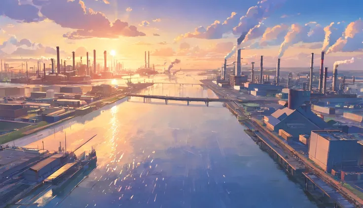 The industrial zone has a wide view. Water bodies and industry1 have been observed to discharge pollutants into the ocean. Industry 2 emits pollutants into rivers. Industry 3 emits pollutants into lakes.