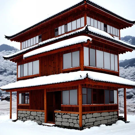 Rural Northeast，Snow in winter。Broken house