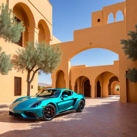 (best quality:1.33), (masterpiece:1.42),(photorealistic:1.3) (detailed:1.15), (expensive sportscar), stunning Marrakech view, flashy, glimmering, sleek, modern, sexy, sunrays