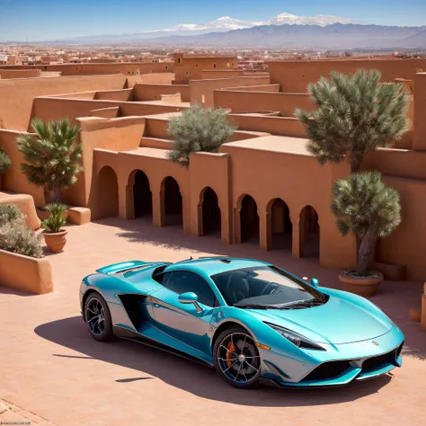 (best quality:1.33), (masterpiece:1.42),(photorealistic:1.3) (detailed:1.15), (expensive futuristic sexy sportscar), stunning Marrakech background