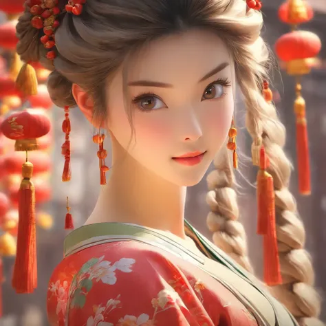 A beautiful young woman dressed in traditional Chinese dress, In the style of a salon, photo-realistic techniques, Muzi·. nipple process, 32k ULTRAHD, Sonyan, classical, Historical genre scenes, Serenity Face --AR 69:128 --s 750 --V 5.2