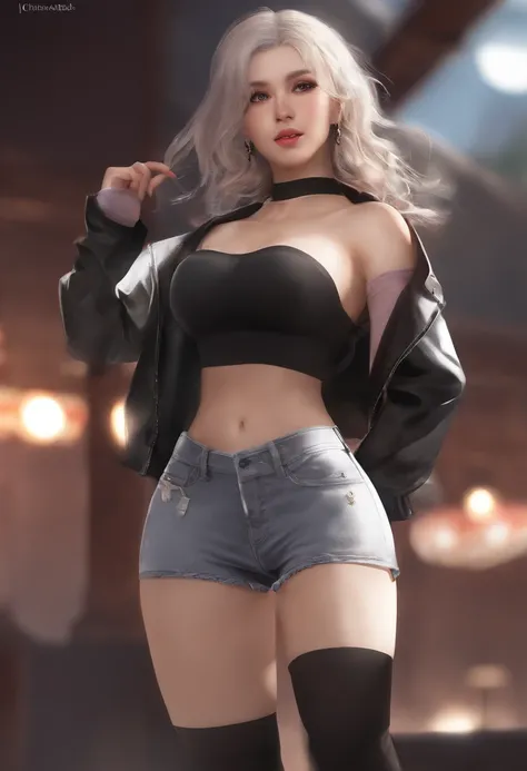 (((masterpiece))),((ultra-detailed)),(extremely detailed CG unity 8k wallpaper),high resolution, (extremely detailed illustration), 1girl, black choker, jacket, bobcut, looking at viewer, open jacket, off shoulder, bare shoulders, bangs covering right eye,...