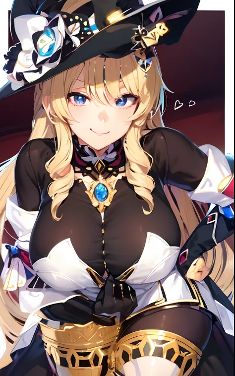 Anime girl in black hat and gloves, small curvaceous loli, marisa kirisame, holding a pudica pose, Artoria Pendragon, flirty anime witch casting magic, kirisame marisa, thicc, fluffy chest, royal elegant pose, Black Magician Girl, breasts covered and sfw, ...