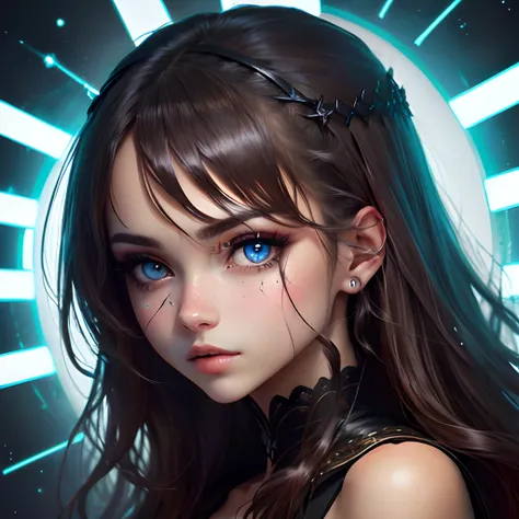 Dark girl,olhos azuis, corpo inteiro, fundo detalhado,anime, best ilumination,