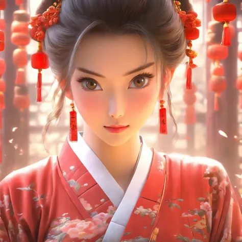 A beautiful young woman dressed in traditional Chinese dress, Salon style, photo-realistic techniques, Muzi·. nipple process, 32k ULTRAHD, Sonyan, classical, Historical genre scenes, Serenity Face --AR 69:128 --s 750 --V 5.2