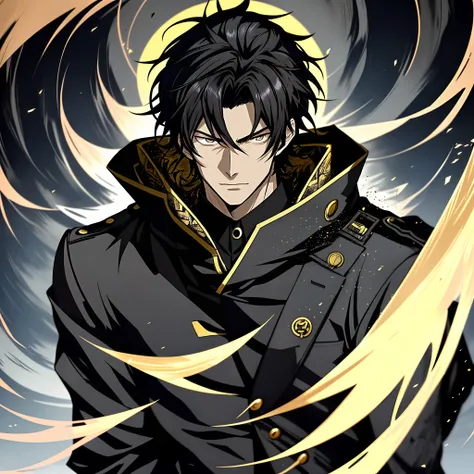 Anime man in a black coat,nigth， Black eyes，Black clouds, Anime handsome man, Anime portrait of a handsome man, Anime concept HD, Key anime art, male anime character