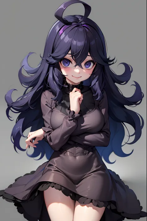 ((​masterpiece、top-quality))、独奏:1.3、simple background:1.3、,hex maniac、 a dark-haired、black clothe,perspiring、ssmile