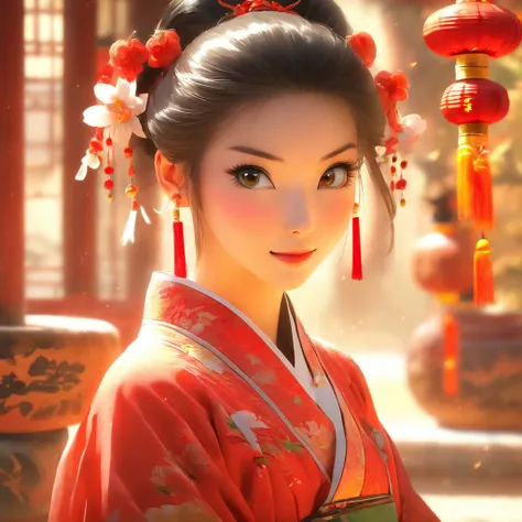 A beautiful young woman dressed in traditional Chinese dress, stylish living room, photo-realistic techniques, Muzi·. nipple process, 32k ULTRAHD, Sonyan, classical, Historical genre scenes, Serenity Face --AR 69:128 --s 750 --V 5.2