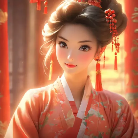 A beautiful young woman dressed in traditional Chinese dress, stylish living room, photo-realistic techniques, Muzi·. nipple process, 32k ULTRAHD, Sonyan, classical, Historical genre scenes, Serenity Face --AR 69:128 --s 750 --V 5.2