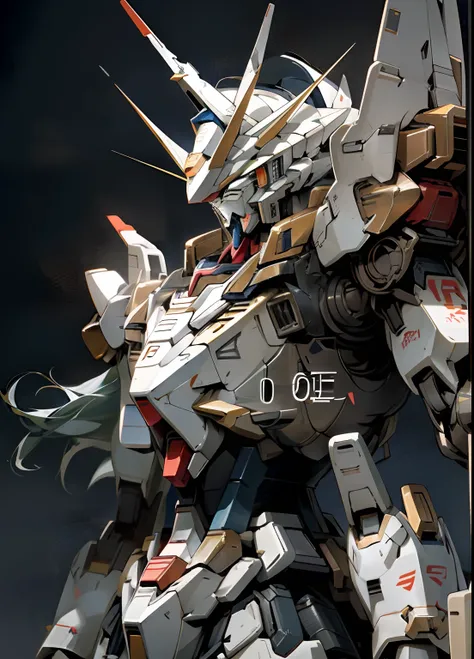 a close up of a robot standing on a surface with a sky background, on a gundam, gundam robot, an anime large mecha robot, super robot wars, gundam is windmill shaped, mobile suit gundam, gundam, extreme gundam, modern mecha anime, gundam style, barbatos gu...