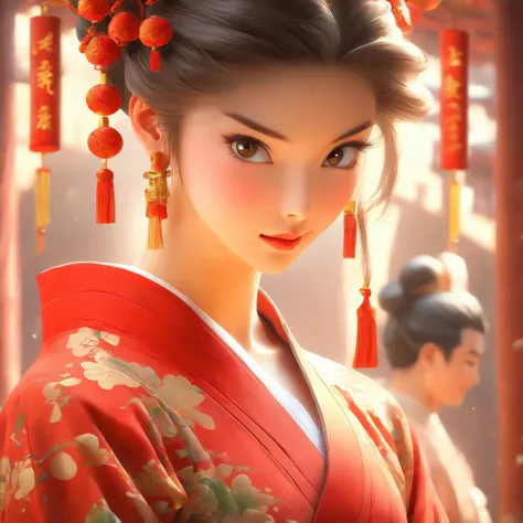 A beautiful young woman dressed in traditional Chinese dress, stylish living room, photo-realistic techniques, Muzi·. nipple process, 32k ULTRAHD, Sonyan, classical, Historical genre scenes, Serenity Face --AR 69:128 --s 750 --V 5.2