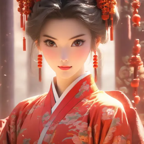 A beautiful young woman dressed in traditional Chinese dress, stylish living room, photo-realistic techniques, Muzi·. nipple process, 32k ULTRAHD, Sonyan, classical, Historical genre scenes, Serenity Face --AR 69:128 --s 750 --V 5.2