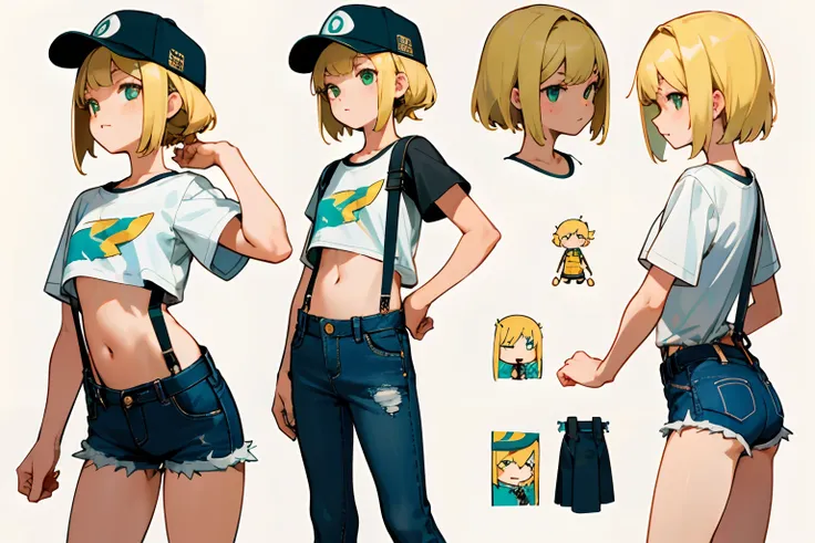 ​masterpiece,top-quality,((character sheets,Same character,gauges,Lateral face,soles)),environment change scene,Pose too,Hairstyle Fax,Pose Jitai,Chartaran Betarola,(simple background、white backgrounid:1.3),illustratio,女の子1人,Petite girl,a blond,Green eyes,...