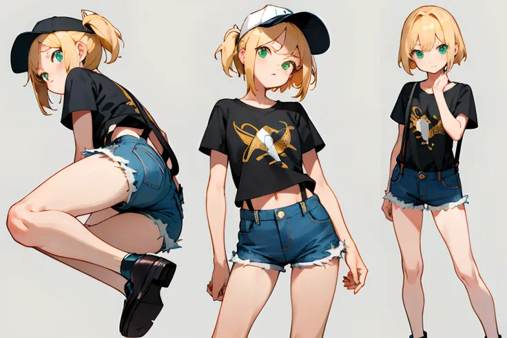 ​masterpiece,top-quality,((character sheets,Same character,gauges,Lateral face,soles)),environment change scene,Pose too,Hairstyle Fax,Pose Jitai,Chartaran Betarola,(simple background、white backgrounid:1.3),illustratio,女の子1人,Petite girl,a blond,Green eyes,...