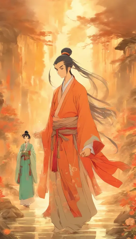 A determined young woman, Xiao Xuner, walking confidently towards an old man, He Lao, pleading for mercy. The atmosphere is filled with the aura of cultivation, with Nalan Shijie standing by, her presence adding a sense of mystery and tranquility to the sc...