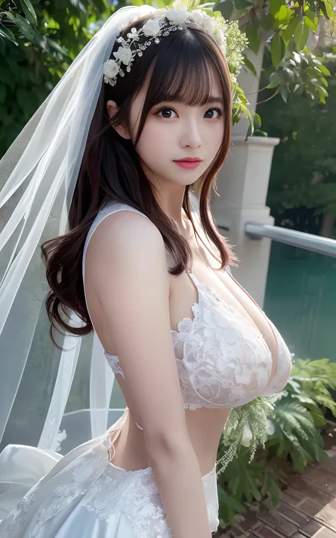 masuter piece、best qualtiy、ultra-detailliert、​masterpiece、Ultra-realistic concept、Complex and detailed 8K resolution concepts、Colossal tits、Beauty 1 person、The appearance of the bride、Cute 25 years old