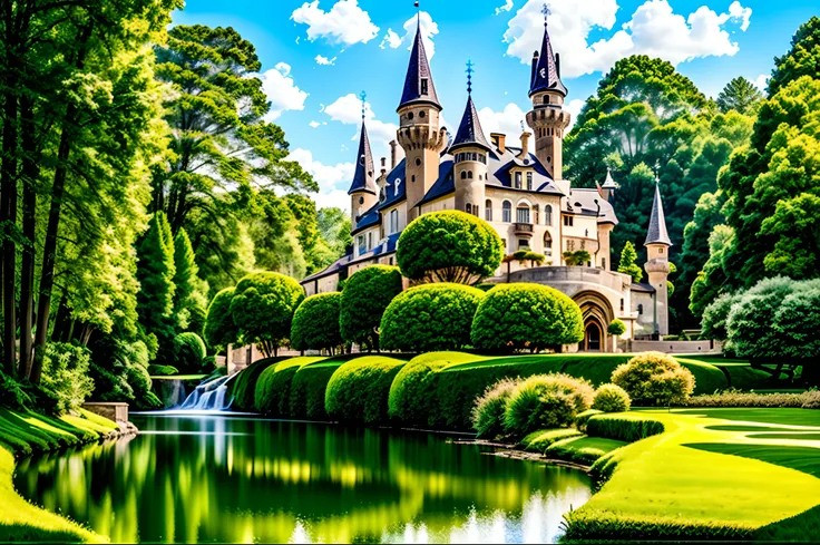 Forest Castle，photorealestic，Wonderful fairytale world