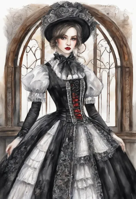 "(Girl in black gothic lolita fashion+rot+blanche),Colorful colors、 The upper part of the body、incredible details, Traditional background of Japan, Magnificent illustrations, Perfect picture quality"