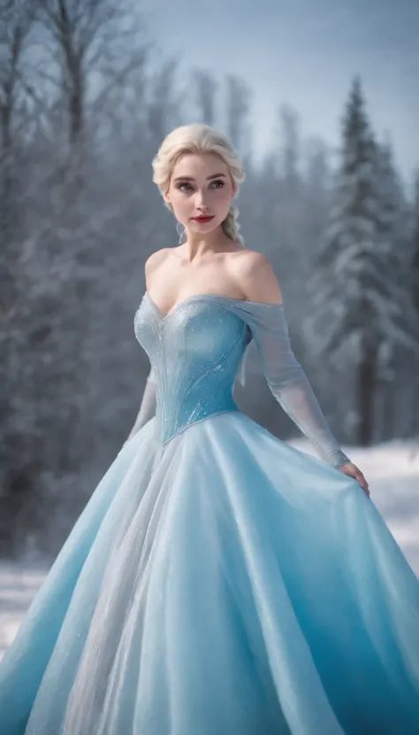 Latex elsa frozen at 18 years old, outside, walt disney, Full body, gown is latex.