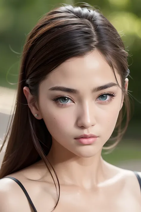 8k wallpaper, Raw photo, (​masterpiece), (top-quality), Hi-Res, (realisitic, Photorealsitic:1.4), ultra-detailliert, physically-based renderingt, Detailed beautiful eyes and detailed face, Brown eyes, depth of fields, Beautiful park