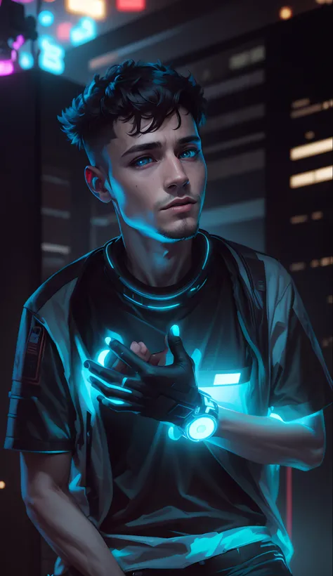 Cyberpunk smart boy look, ultra hd 8k regulation