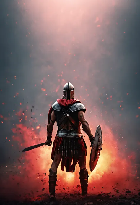 spartan warrior, dying , bloody armor, on battlefield, on his knees, epic, 8k