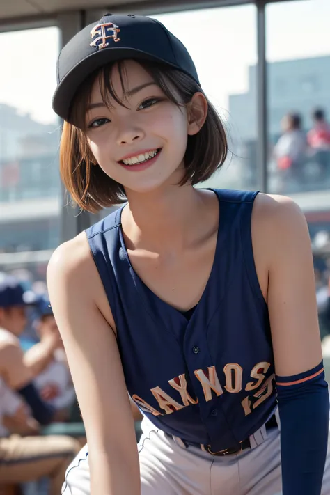 Pubic hair grows、Smile full of happiness、((()))、、、Panting face、Lacking、After being attacked、Sweating、Expression in a state of excitement、short-hair、eye glass、all-fours、Looks Back、View from diagonally behind、Baseball Costumes、(((The lower part of the body i...