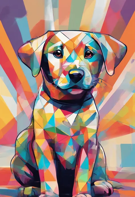 (cachorro labrador  ),(melhor pose),(best angle), (better expression), Eduardo Kobra acolchoamento ,multidimensional geometric wall PORTRAIT, arte, Chibi,Yang08k, lindo, Colouring,