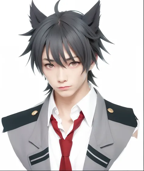 1boy, gray hair, red eyes, werewolves