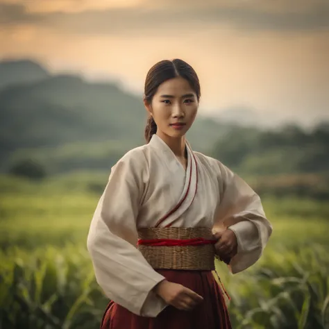 20-year-old woman, farmer, korean girl, Traditional Thai folk costumes