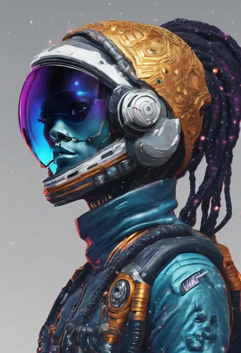 Alien, wearing hip-hop clothes, wearing shades, space, dreads, short alien