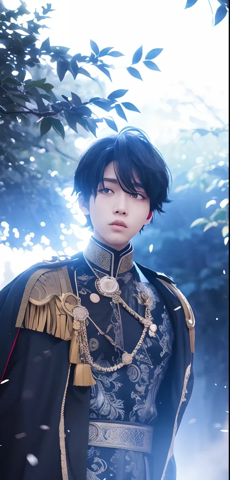 1boy, red eyes, black hair, Crown Prince