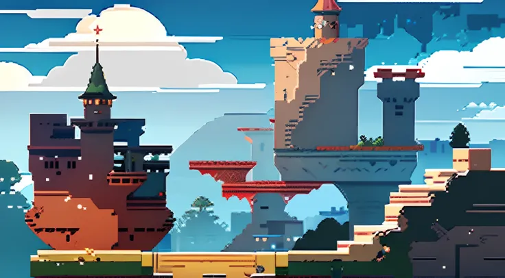 2D platformer background, Сайд-скроллер 2D, videogame background, The city and the forest, Pixel Art, hq