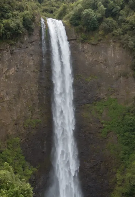 Crie uma imagem inspirado no testo a seguir:painting also had mountains. But these were full of escarpments and without vegetation. Over them was a sky where one was armed with a heavy rain, Lightning and thunder. Down the mountain a churning waterfall wit...