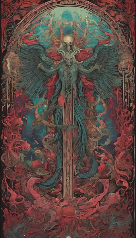 From the depths he emerges, jesus 
The Cthulhus Parade in crimson hues.
Whispers of the otherworldly echo,
A festival where madness and beauty fuse.

In the night sky adorned with abyssal splendor,
Feathers stained with blood dance and soar.
Entwined by th...