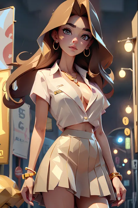 navel, cleavage, (Big chest: 1.2) Features, There is water on the body, Clothes are soaked, ((Ultra mini skirt, Tight body, Public hair is huge, )), White shirt, Tight body, Ultra-thin shirt, (Extra short shirt, heavy rain), Wet clothes, Long hair, Black h...