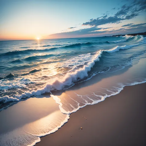 Calm Ocean Waves:

Gentle waves lapping at the shore under a clear, open sky.