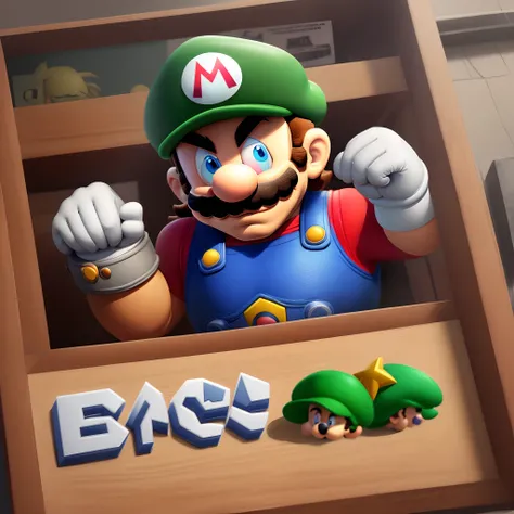 Mario Bros segurando uma placa com o nome " Hadassa"