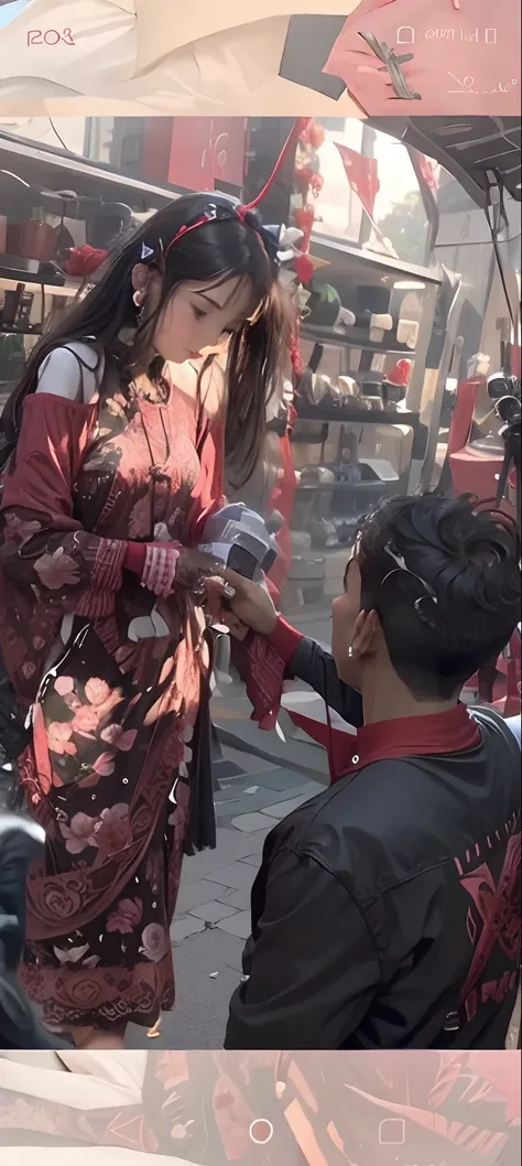 Boy proposing to girl with rose flower