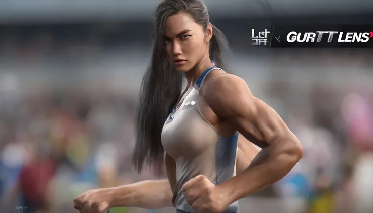 35mm humanistic lens，Sports girl，Starting position，running track，detailedbackground，Asian Games，True skin texture，Smudge，Accurate facial features，dynamic blur，super-fine，ultra - detailed，high qulity，8K ，oc rendered，dynamic viewing angle，Hyper Real，Ultra ph...