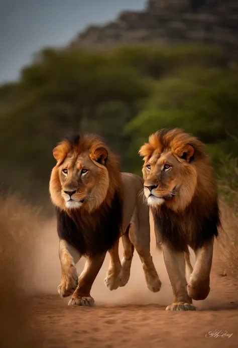 Fleeing lions