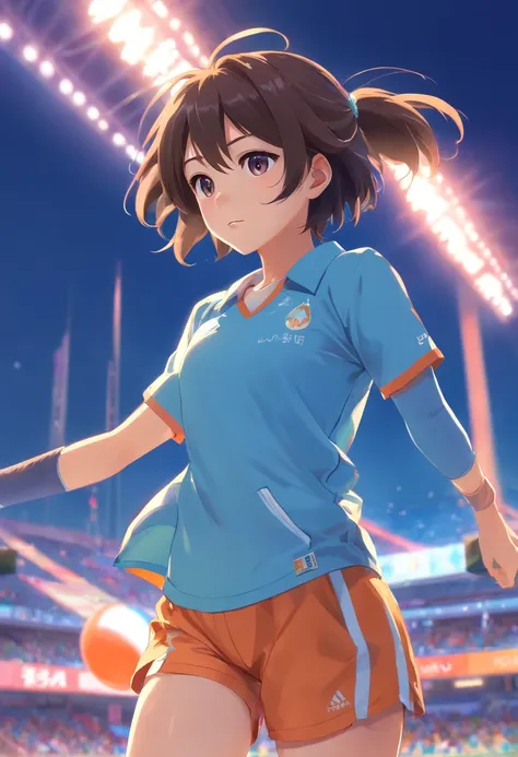 Sports Girl，Start Position，Asian Games，stains，See away，ultra-fine，ultra - detailed，High Quality，8K ，OC Rendering，Dynamic viewing angle