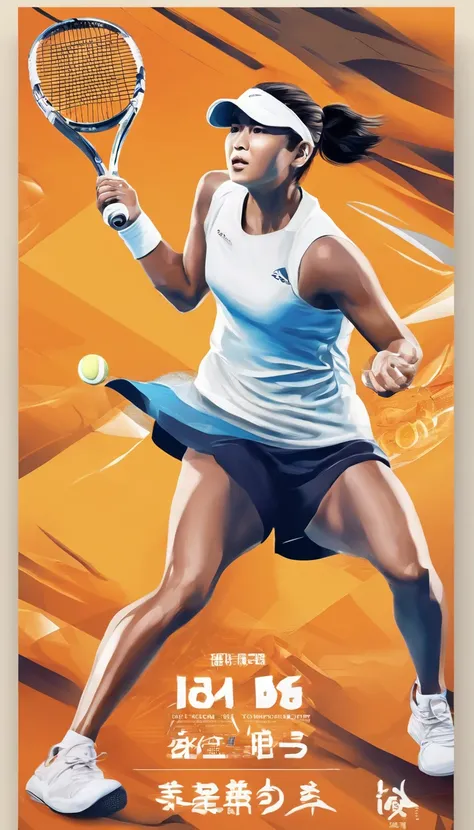 (Best quality,4K,8K,A high resolution,Masterpiece:1.2),2023 Asian Games,tennis player,（promotional poster）。