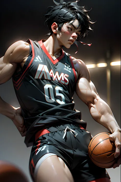 35mm camera lens，cool guy，athlete，basketball ball，detailedbackground，Asian Games，True skin texture，Smudge，Accurate facial features，dynamic blur，super-fine，ultra - detailed，high qulity，8K ，oc rendered，dynamic viewing angle，Hyper Real，Ultra photo realsisim