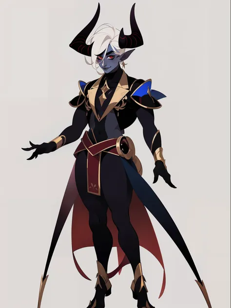 ((1male)) character concept adopt, male ,handsome , tiefling, horns,,  make-up., fullbody